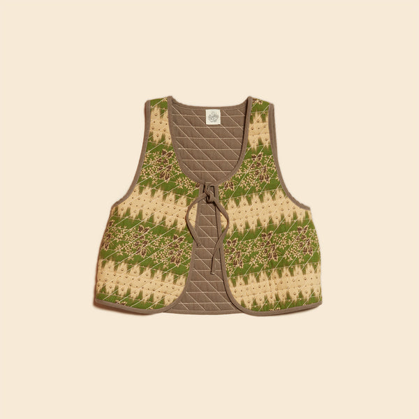 Gilet Brodé Bobbie Brooks Vert Floral - Style Cottagecore Boho Prairie - Taille M