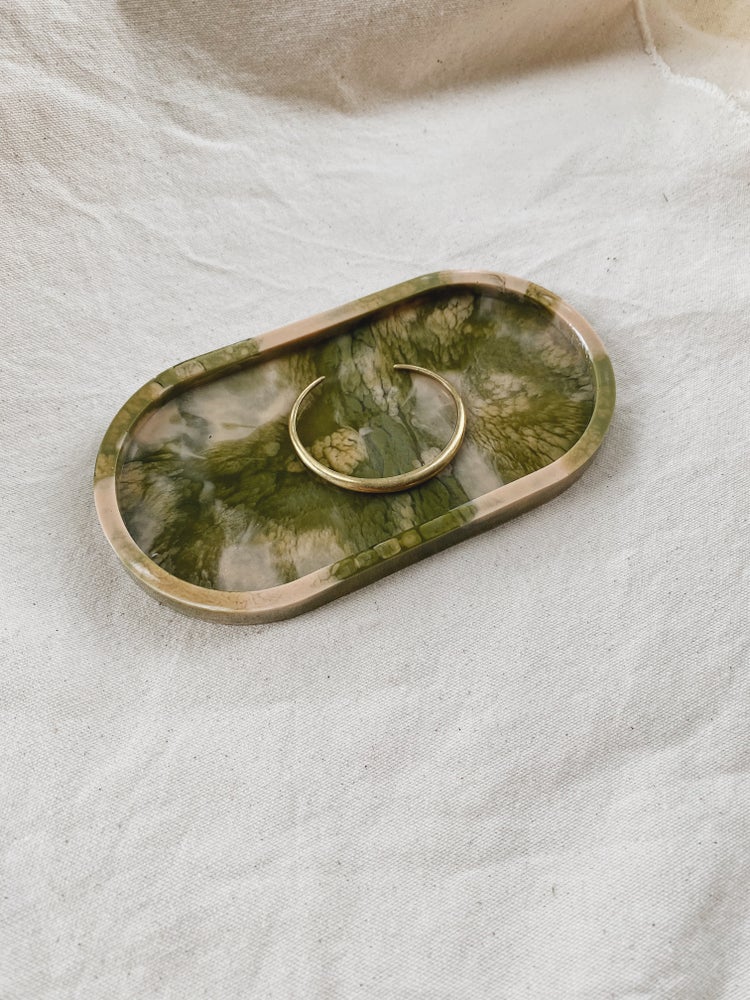 Peach + Olive Marble Tray