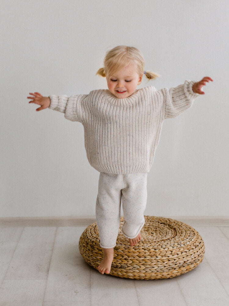 RAINBOW SPECKLE CHUNKY SWEATER | NATURAL